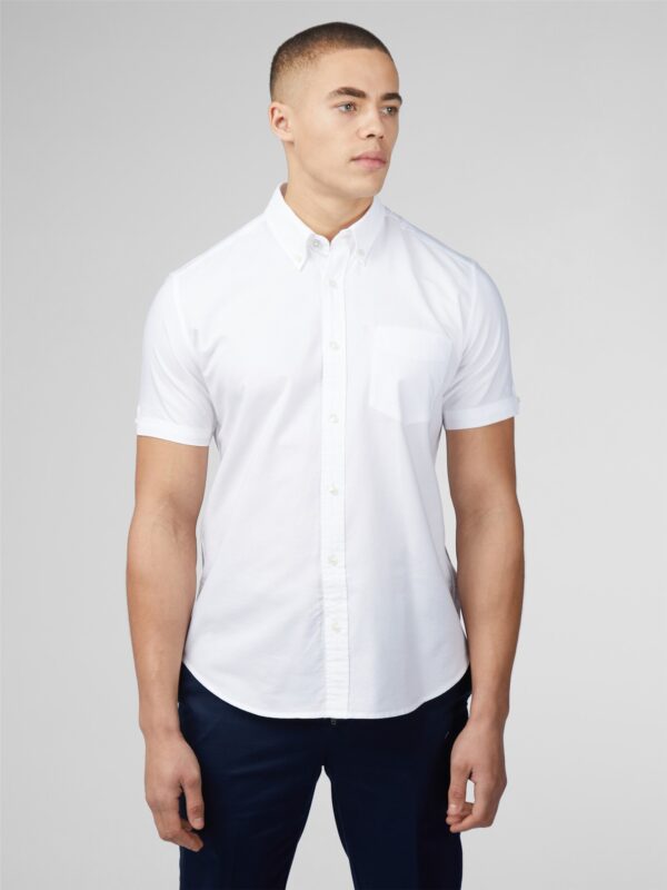 XeroOutfit Men's Organic Shirt Short Sleeve White Front Image