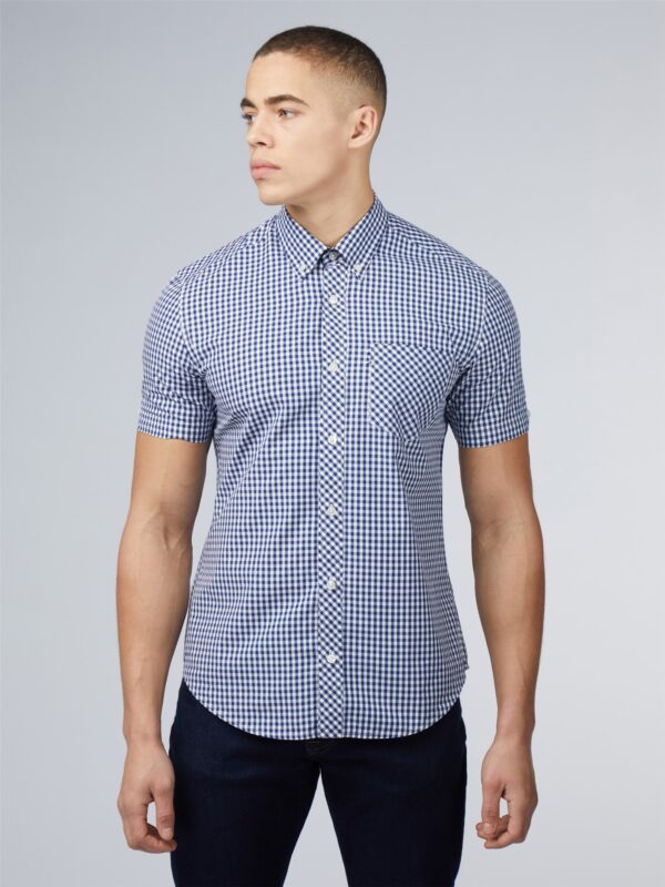 Xerooutfit Mens Signature Shirt ShortSleeve Darkblue Front Image